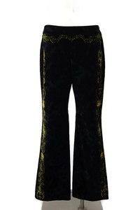 ETCETERA-Unlined-Black-Velvet-Gold-Design-Pants-size-8