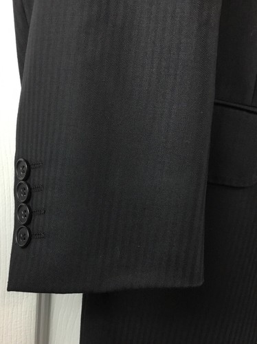 Coppley 2-Piece Suit Mens 38S Black Muted Striped Scabal Wool Bespoke 34x26 - Picture 5 of 17