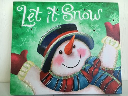 Let it muñeco de nieve foto sobre lienzo con luces led arte de pared decoración navideña - Imagen 2 de 2