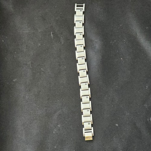 Stainless Steel men bracelet 10 black diamonds 8" Excellent condition - Picture 9 of 10