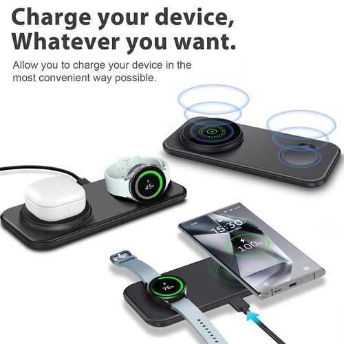 2in1 Wireless Charger Charging Pad For Samsung Galaxy Watch Ultra/7/6/5 S24 S23+ - Picture 12 of 26