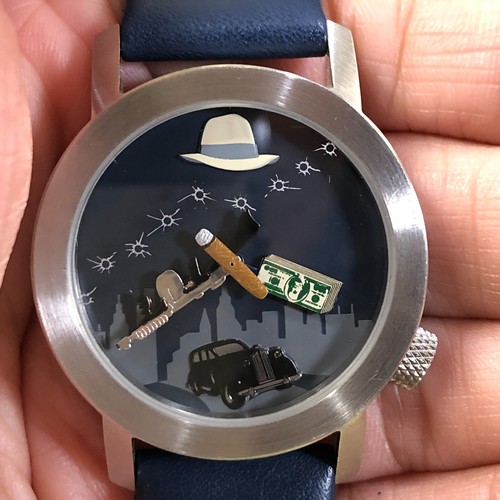 Akteo Gangster Mafia Men J-C Marechal Blue Leather 34mm Quartz Watch 7 1/4" - Picture 11 of 13