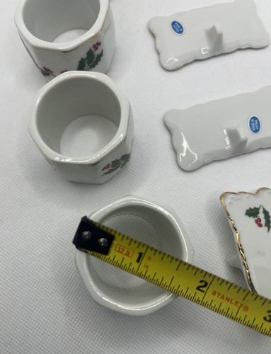 Vintage handverziertes Porzellan 4 Serviettenringe und 4 Tischkarten Made in Japan - Bild 5 von 11