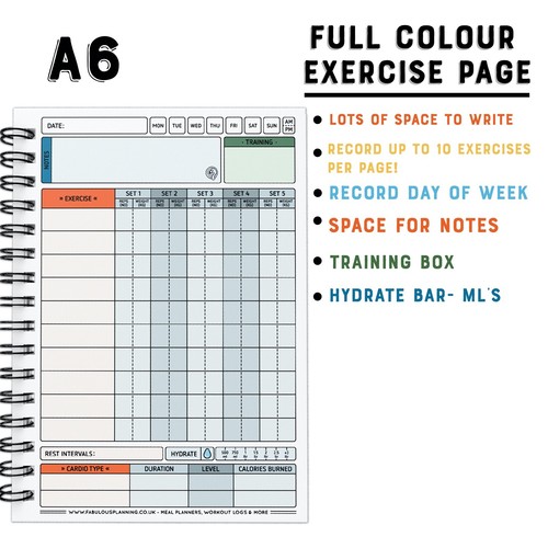 Gym Workout/Log Book/ Diary/ Males/ Fitness/Training/Journal/Reps/Weights/Men GS - Picture 2 of 7