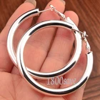 Classic 925 Sterling Silver Fashion 2inch /50mm Large Round Tube Hoop Earrings