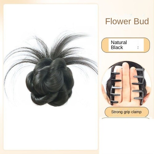 Peluca cabeza moño desordenada garra baja moño volante cabeza cola de caballo piezas de cabello falso - Imagen 7 de 16