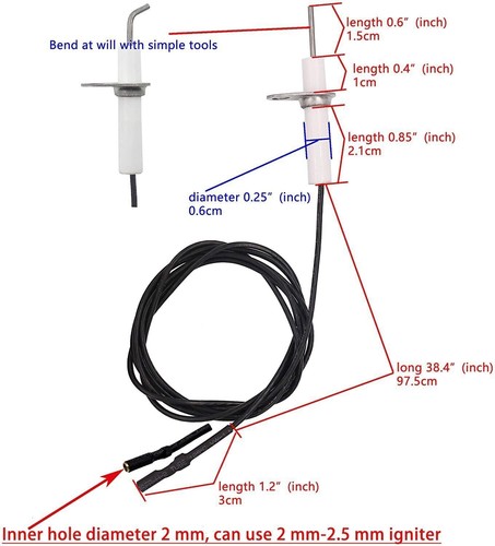 Grill Ignitor Igniter Wire Ceramic Electrode Spark Plug Ignition for Gas Burner - Picture 3 of 12