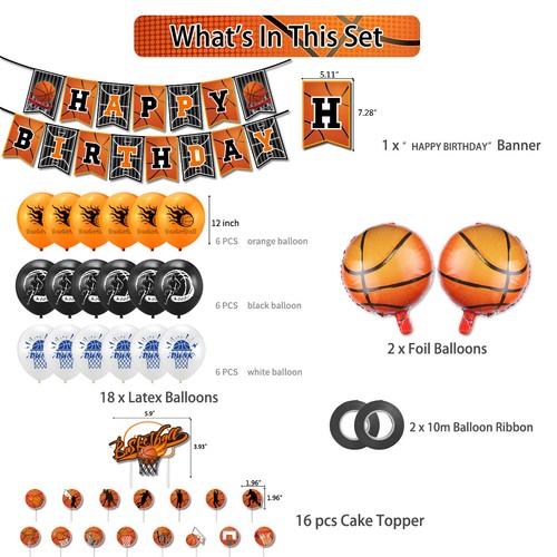 Boys Sports Birthday Basketball Game Party Banner Balloon Kit Decor Supplies - Picture 5 of 10