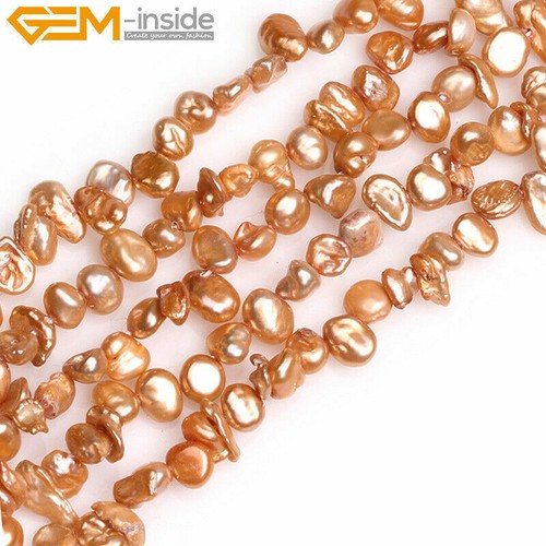 15" Purple & Yellow Freeform Cultured Freshwater Pearl Bead Jewelry Making 6x8mm - Picture 6 of 42
