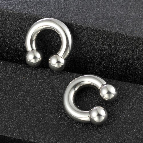 8G-00G Large Gauge Steel Horseshoe Circular Barbell Septum Nose Ring Piercing AU - Picture 11 of 17