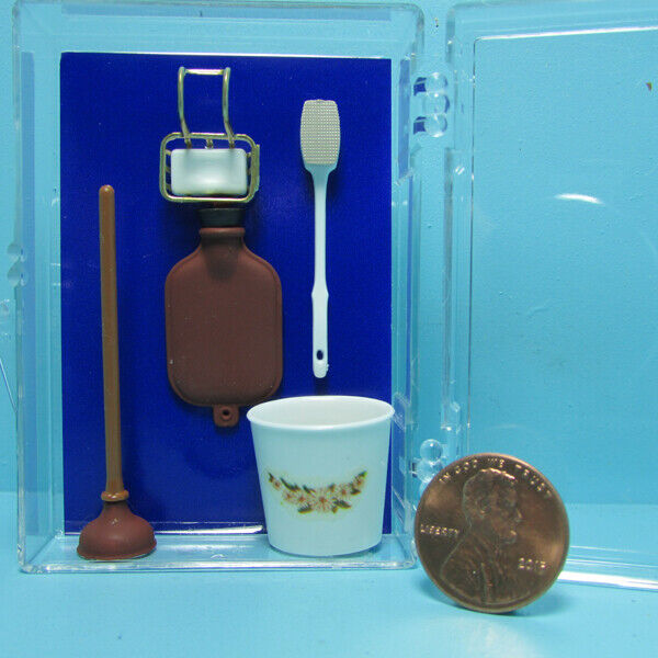 Dollhouse Miniature Chrysnbon Bathroom Set Plunger Soap Dish Brush & More CB48 Dollhouse Miniature Chrysnbon Bathroom Set Plunger Soap Dish Brush & More CB48