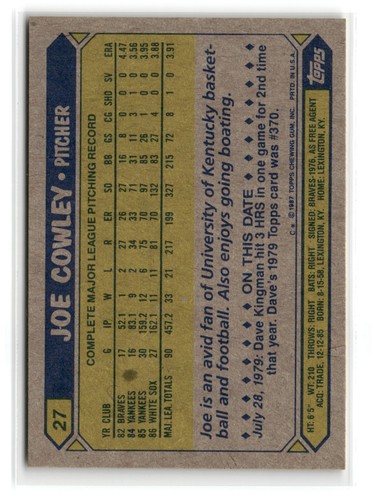 1987 Topps Baseball (#1-288) - Pick a Card - Complete Your Set - 40% off 4+ - Picture 49 of 497