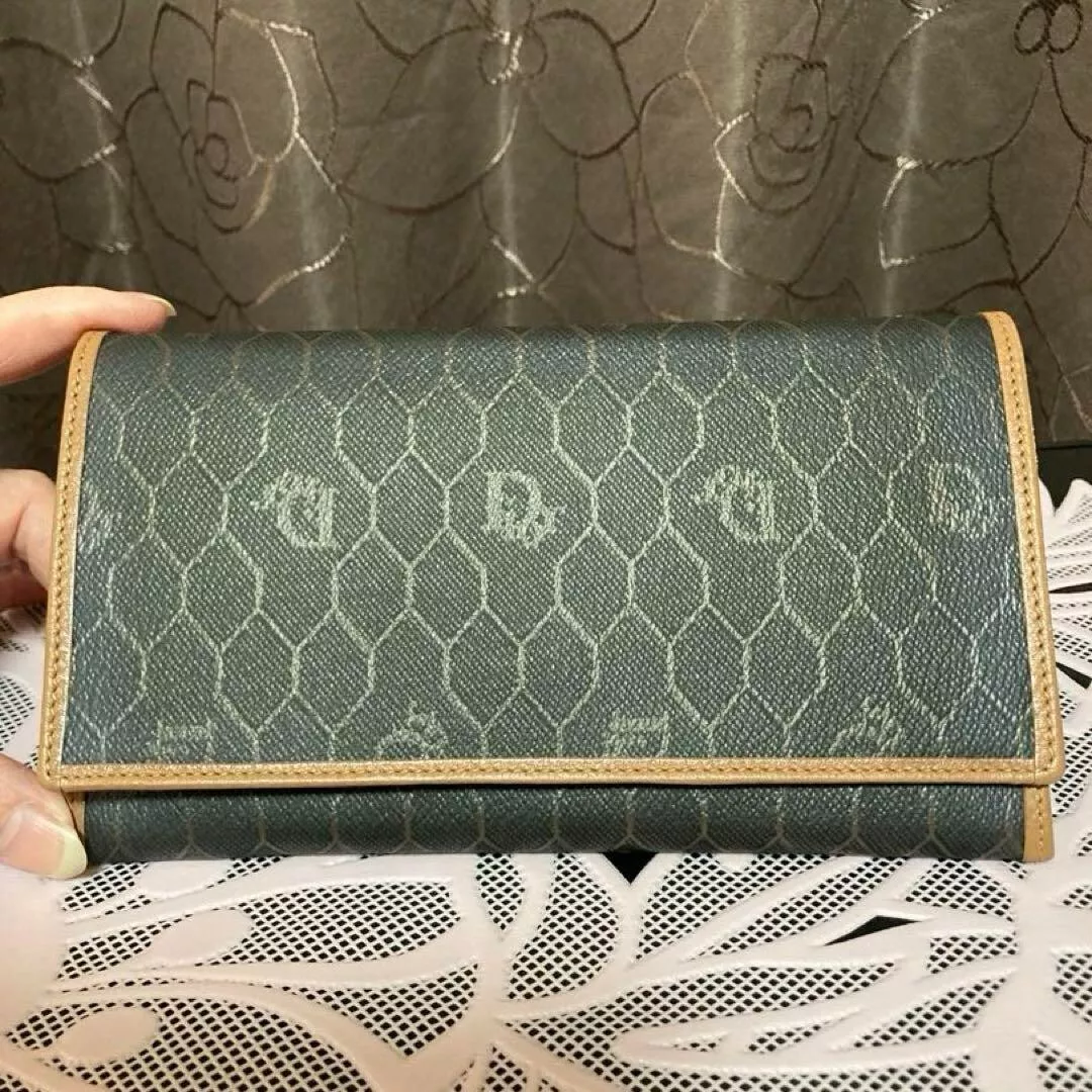 Portefeuille Christian Dior cuir nid d'abeille vintage ancien stock mort pas utilisé