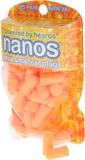 HEAROS Nanos NRR 28 Noise Cancelling Foam Ear Plugs - Extra Small Hearing Protec