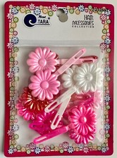 Various Pinks and White Large Daisy Hair Barrettes with iridescent sheen , Clips