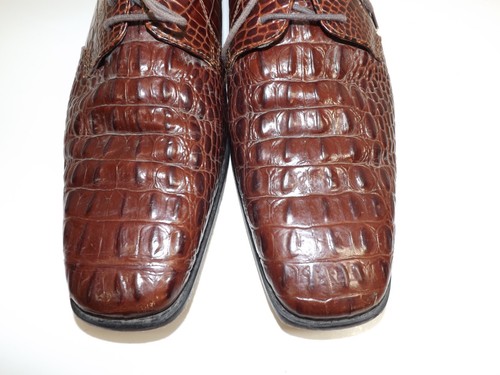 Zapato Stacy Adams Para Hombres Cuero Marrón Cocodrilo Oxford Merrick Talla 12 M - Imagen 5 de 21