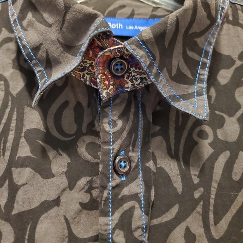 Georg Roth Los Angeles Shirt Mens Large Black Button Cotton Western Floral Sheer - Picture 9 of 21