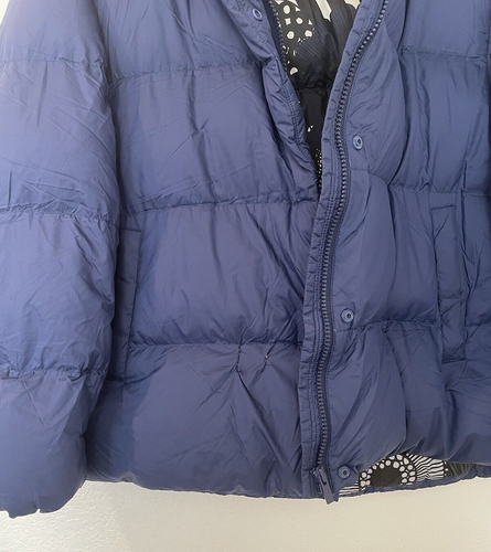 marimekko uniqlo Ultra Light Down Womens puffer size S Navy blue Floral AS-IS - Picture 6 of 9