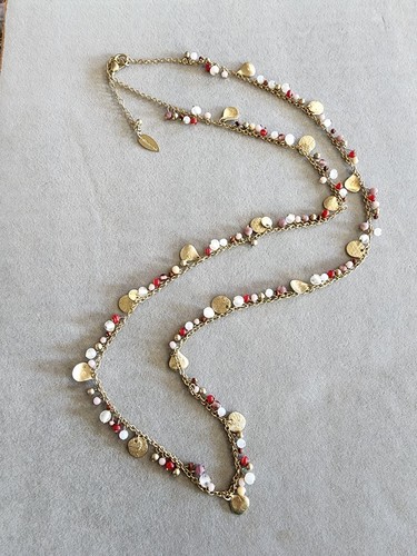 Vtg COLDWATER CREEK Signed Glass & Gold Toned Beaded Necklace 43" FREE $HIP! - Picture 3 of 8