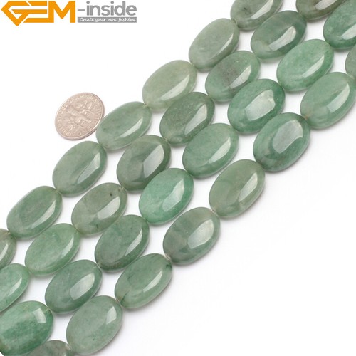 Natural Green Aventurine Jade Oval Beads 15" Loose Gemstone Strand for Jewellery - Picture 19 of 21