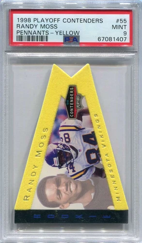 1998 Playoff Contenders Pennants Yellow 55 Randy Moss Rookie PSA 9 MINT