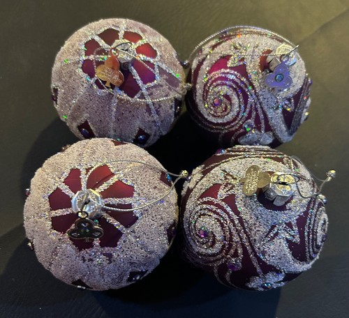 Set of 4 Timeless Memories Waterford Crystal Purple Ornaments with Charms - Picture 7 of 10