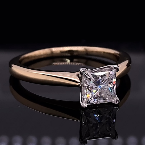 1.00Ct Princess F VS1 IGI Lab Grown Diamond Engagement Ring In 14K Two-Tone Gold - Picture 4 of 14