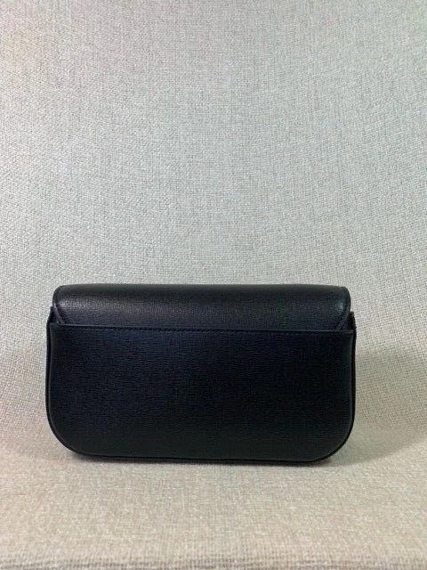 NUOVO portafoglio mini borsa a tracolla tracolla Tory Burch Robinson in pelle nera con catena