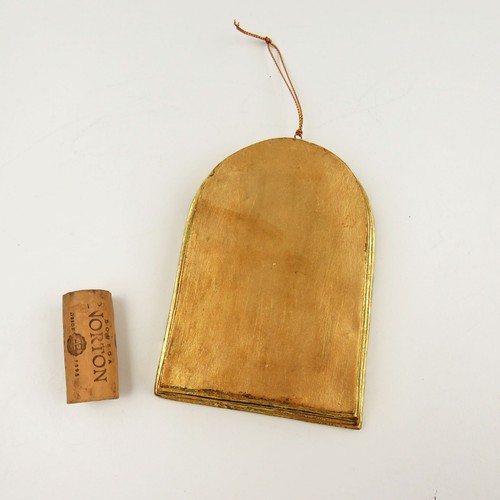 Vintage Tree Ornament Mother Mary & Baby Jesus Icon Arched Gold Foil Byzantine - Picture 4 of 5
