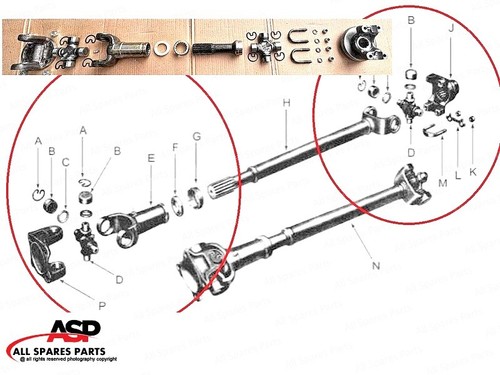 Rear Drive Propeller Shaft Kit for Jeep WIllys MB CJ 2A 3A 3B M38-A1327-New - Picture 7 of 8