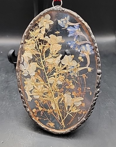 Vintage!! Dauerhafte Impressionen gerahmte Trockenblumen unter Glasfenster Sonnenfänger•Sehr guter Zustand!! - Bild 2 von 4