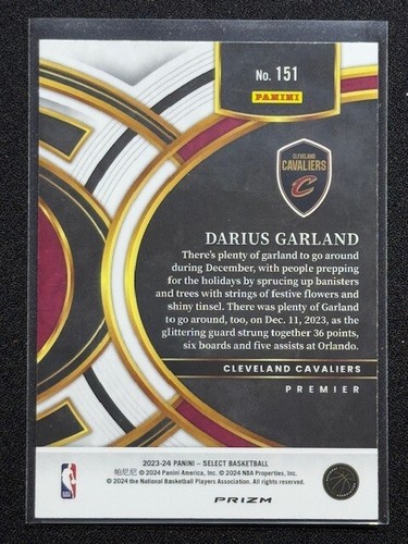 2023-24 Panini Select - Premier Level Red Cracked Ice Prizm #151 Darius Garland - Picture 4 of 4