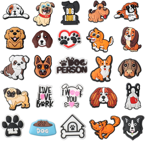 Dog Shoe Decoration Charms, 25PCS Cute Dog Charms for Shoes Puppy Pet Shoe Charm
