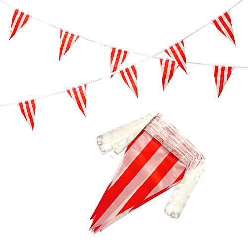 Red & White Striped Pennant Banner Flags String 60 PCS Indoor/Outdoor 100 Feet - Picture 2 of 8