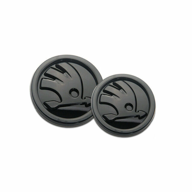 90+80mm Schwarz Glänzen Set Emblem Logo Vorne Hinten Haube Kofferraum für Skoda 90+80mm Schwarz Glänzen Set Emblem Logo Vorne Hinten Haube Kofferraum für Skoda