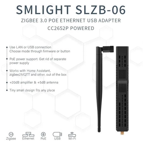 SMLIGHT SLZB-06 Zigbee LAN PoE USB Adattatore Wi-Fi Zigbee2MQTT ZHA Thread CC2652P - Foto 3 di 8