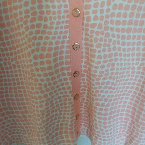 Isaac Mizrahi Live! Printed V-Neck Cardigan Peach Size L - Picture 6 of 8