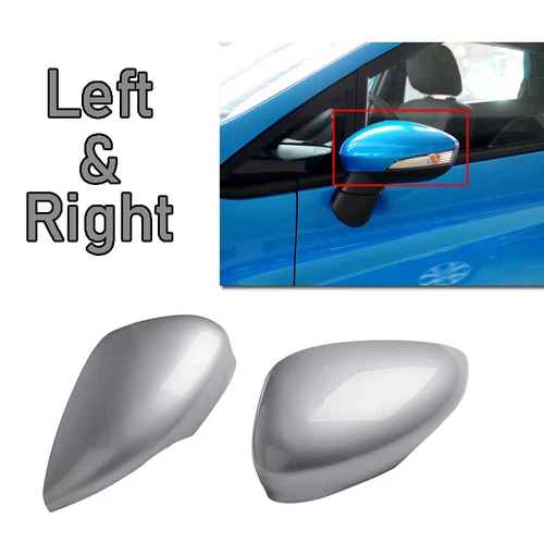 For 2011-2017 Ford Fiesta MK7 Pair Side Rear View Mirror Cover Caps Trim Silver