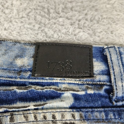1738 DYNASTY Distressed Jeans BOYS/YOUTH Size 12 BLUE RIP SKINNY Black Paint NWT - Picture 15 of 16