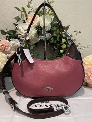 COACH Pebble Leather MARA Hobo Shoulder Bag w/Crossbody~Raspberry/Wine/Burgandy - Picture 3 of 9
