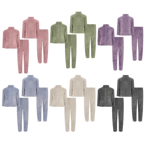 Kids Nightwear Warm Pajama Set Comfy Sleepwear Zipper Homewear 2 Piece Outfits - Picture 3 of 74