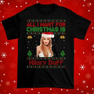 Merry Christmas Hilary Duff Sweater Ugly Black All Size Gift Shirt AM248