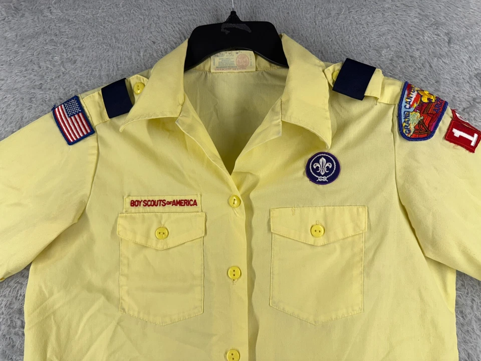 Boy Scouts of America Shirt Women Large Yellow Short Sleeve Polyester READ - Image 4 of 4