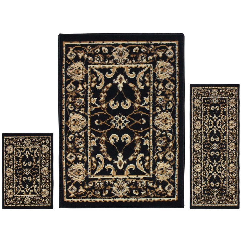 3 Piece Floral Medallion 5x7 Area Rug, 2 x 3 Door Mat, 2 x 5 Runner Rug Set - Image 3 of 4