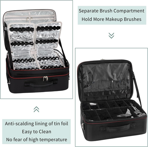 Makeup Train Case Organizer, Makeup Bag Travel Cosmetic Case Portable Artist St - Picture 3 of 12