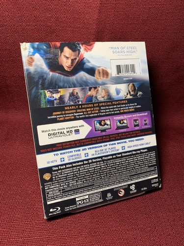 MAN OF STEEL 3D + Blu-Ray + DVD No Digital W/ Lenticular Slipcover SHIPS FREE - Imagen 4 de 12