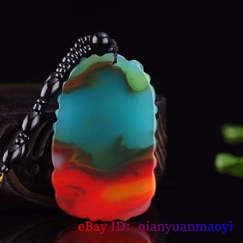 Jade Drache Anhänger Schmuck Echt Mann Bunt Edelstein Halskette Natur - Bild 3 von 6