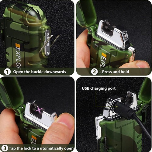 Dual Arc Plasma Electric Lighter Flameless Windproof Waterproof USB Rechargeable - Picture 3 of 31