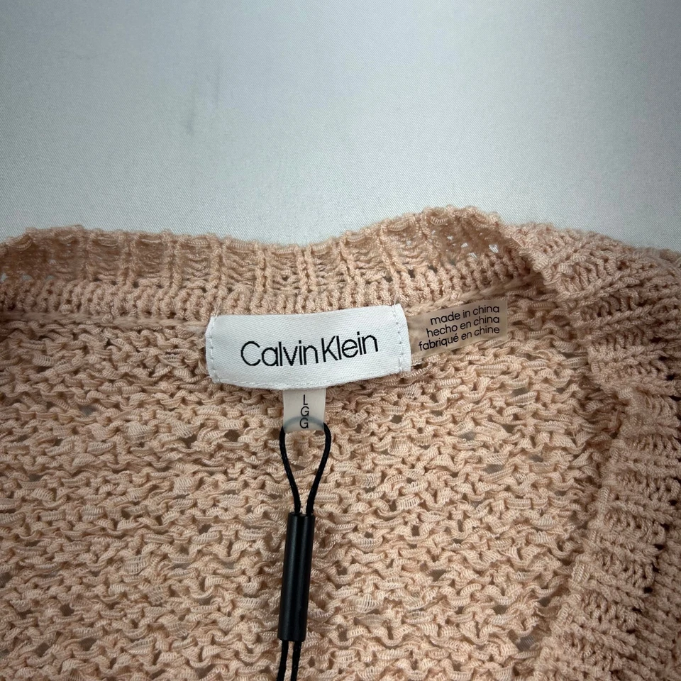 Suéter Pullover Calvin Klein Punto Abierto Mujer Grande Rosa Pastel $89 Foto 4 de 4