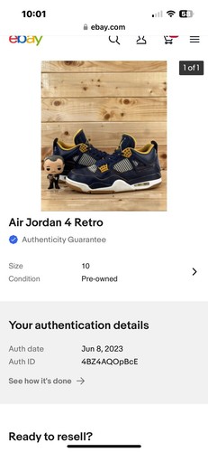 Sz 10 Nike Air Jordan 4 Retro Dunk From Above Michigan Pacers Navy OG Bred Mars - Picture 4 of 20